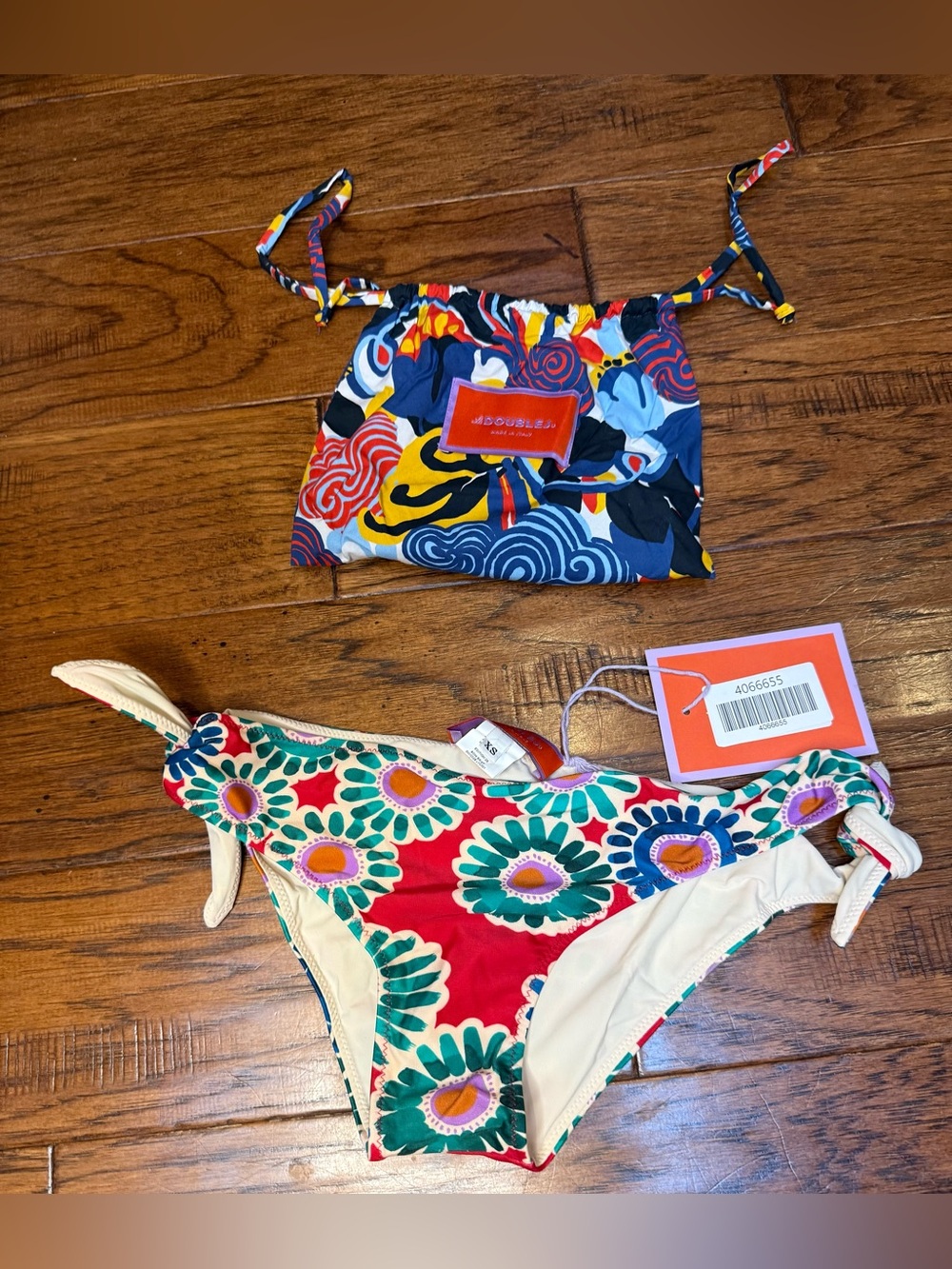 La DoubleJ Bow Brief Crazy Daisy Bikini Bottom XS NWT Made in Italy + Pouch